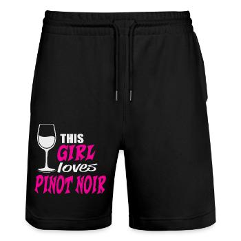 Cette fille aime le vin rouge Pinot Noir Dicton - Short de jogging bio TRAINER Stanley/Stella unisexe - noir - Devant - Nik (191cm) & Marisol (170cm)