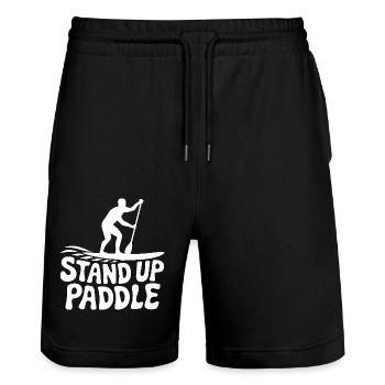 SUP Stand Up Paddle - Stanley/Stella Unisex Bio Joggingshorts Trainer  - Schwarz - Vorne - Nik (191cm) & Marisol (170cm)