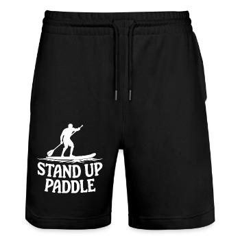 Stand Up Paddle SUP - Stanley/Stella Unisex Bio Joggingshorts Trainer  - Schwarz - Vorne - Nik (191cm) & Marisol (170cm)