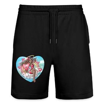 Amor auf der Suche nach Liebe - Stanley/Stella Unisex Bio Joggingshorts Trainer  - Schwarz - Vorne - Nik (191cm) & Marisol (170cm)
