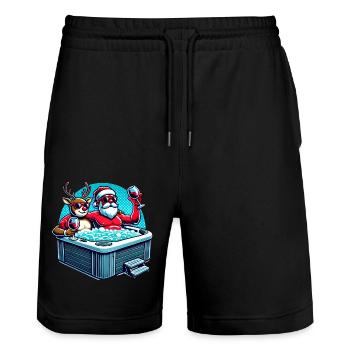 Santa Rudolph Hot Tub Cheers - Stanley/Stella Trainer Unisex Organic Jogging Shorts - black - Front - Nik (191cm) & Marisol (170cm)