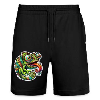 Chameleon Power Cartoon Design - Short de jogging bio TRAINER Stanley/Stella unisexe - noir - Devant - Nik (191cm) & Marisol (170cm)