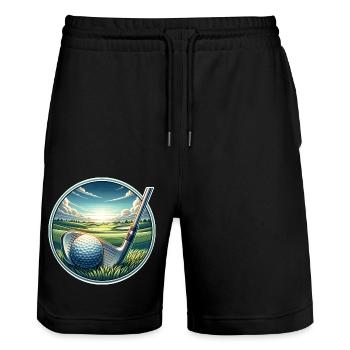 Golfe - Short de jogging bio TRAINER Stanley/Stella unisexe - noir - Devant - Nik (191cm) & Marisol (170cm)