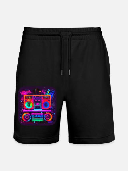 80s Retro Radio Star - Stanley/Stella Trainer Unisex Organic Jogging Shorts - black