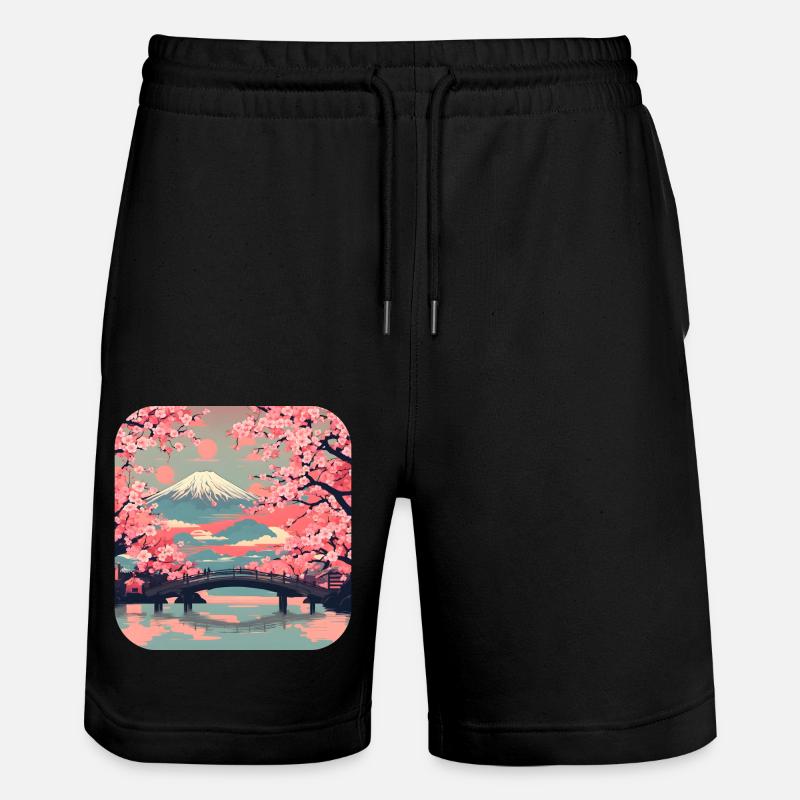 Tokio Tempel Kirschblüte Weltreise - Stanley/Stella Unisex Bio Joggingshorts Trainer  - Schwarz