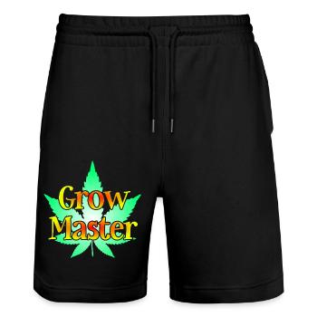 Grow Master - Cannabis - Marijuana - Marihuana - Stanley/Stella Unisex Bio Joggingshorts Trainer  - Schwarz - Vorne - Nik (191cm) & Marisol (170cm)