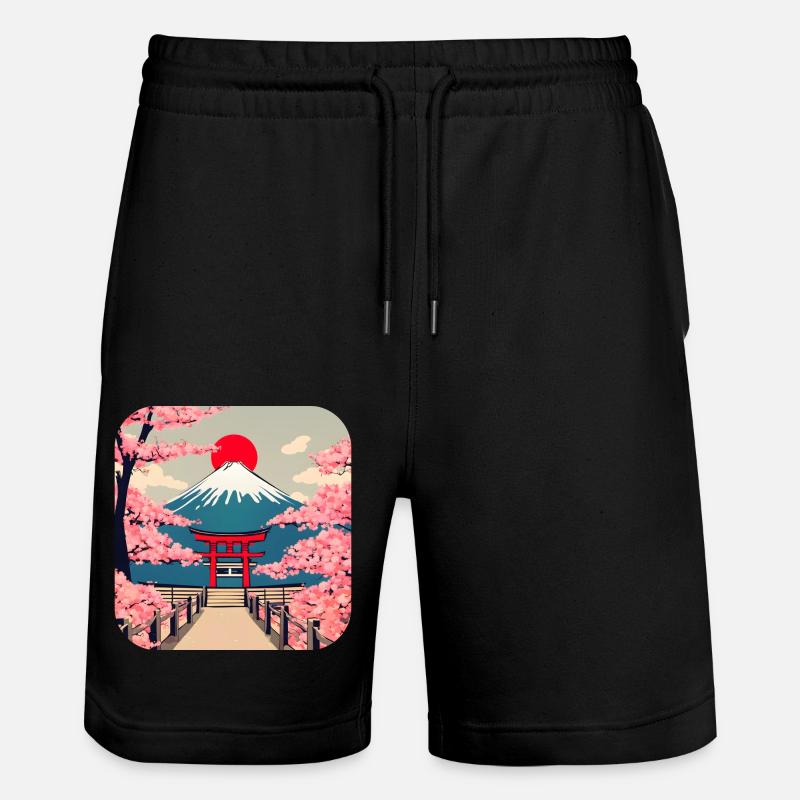 Asie Cherry Blossom Temple Vacances - Short de jogging bio TRAINER Stanley/Stella unisexe - noir