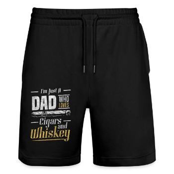 Zigarre Raucher Gentlemen Club - Stanley/Stella Unisex Bio Joggingshorts Trainer  - Schwarz - Vorne - Nik (191cm) & Marisol (170cm)