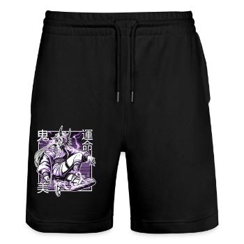 Démon Kunoichi Violet - Short de jogging bio TRAINER Stanley/Stella unisexe - noir - Devant - Nik (191cm) & Marisol (170cm)