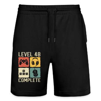 Niveau 48 Cadeau d’anniversaire 48 Complete Gamer - Short de jogging bio TRAINER Stanley/Stella unisexe - noir - Devant - Nik (191cm) & Marisol (170cm)