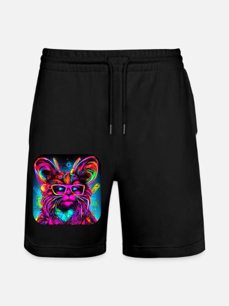 Neon Cyberglow UV abstrakt stil - Stanley/Stella Trainer økologiske unisex joggingshorts - sort