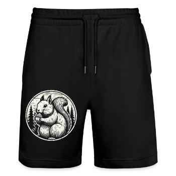 Eichhörnchen - Stanley/Stella Unisex Bio Joggingshorts Trainer  - Schwarz - Vorne - Nik (191cm) & Marisol (170cm)