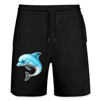 Dolphin - Stanley/Stella Trainer Unisex Organic Jogging Shorts - black - Front - Nik (191cm) & Marisol (170cm)
