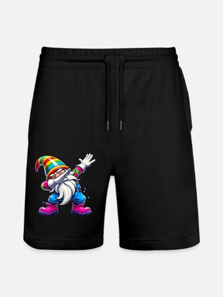 Dabbing Rainbow Gnome Funny Gift - Stanley/Stella Trainer Unisex Organic Jogging Shorts - black