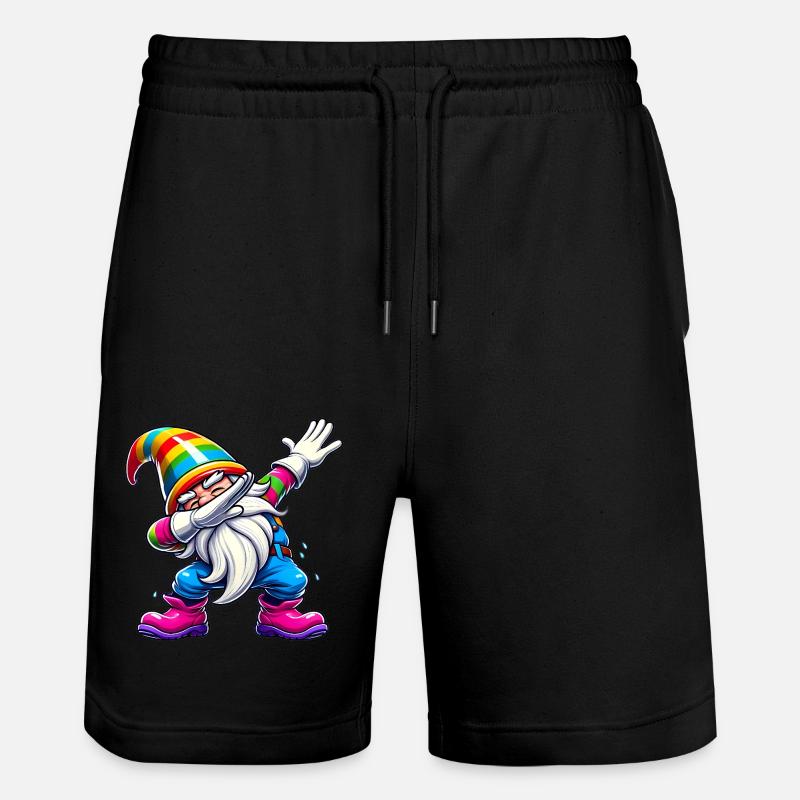 Dabbing Regenbogen Gnome Lustiges Geschenk - Stanley/Stella Unisex Bio Joggingshorts Trainer - Schwarz