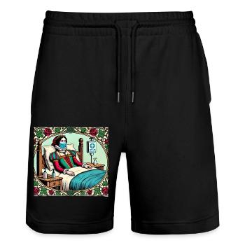 Funny Medieval Princess in Quarantine - Stanley/Stella Trainer Unisex Organic Jogging Shorts - black - Front - Nik (191cm) & Marisol (170cm)