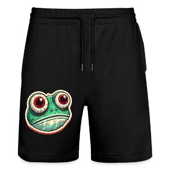 Funny Frog Lover Vintage Illustration - Stanley/Stella Trainer Unisex Organic Jogging Shorts - black - Front - Nik (191cm) & Marisol (170cm)