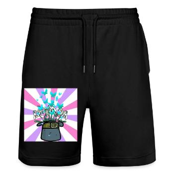 Hut Zaubern Frühlingsanfang Blumen Blume - Stanley/Stella Unisex Bio Joggingshorts Trainer  - Schwarz - Vorne - Nik (191cm) & Marisol (170cm)