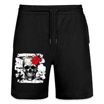 Skull Tattoo Heavy Metal Rocker - Stanley/Stella Trainer Unisex Organic Jogging Shorts - black - Front - Nik (191cm) & Marisol (170cm)