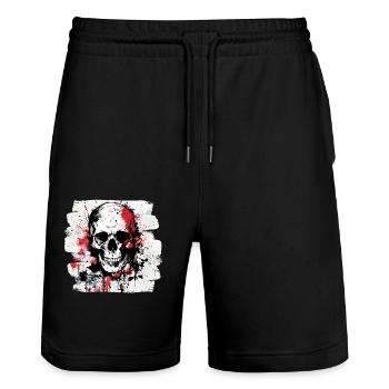 Skull Tattoo Heavy Metal Rocker - Stanley/Stella Trainer Unisex Organic Jogging Shorts - black - Front - Nik (191cm) & Marisol (170cm)