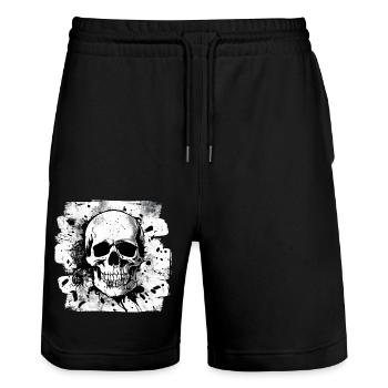 Totenkopf Heavy Metal Rocker Tattoo - Stanley/Stella Unisex Bio Joggingshorts Trainer  - Schwarz - Vorne - Nik (191cm) & Marisol (170cm)