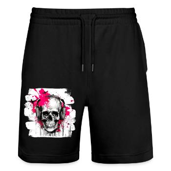 Totenschädel Tattoo Heavy Metal Rocker - Stanley/Stella Unisex Bio Joggingshorts Trainer  - Schwarz - Vorne - Nik (191cm) & Marisol (170cm)