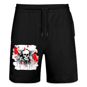 crâne éclaboussure trash polka tattoo - Short de jogging bio TRAINER Stanley/Stella unisexe - noir - Devant - Nik (191cm) & Marisol (170cm)
