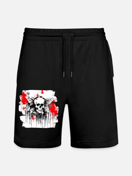 Skull Splash Trash Polka Tattoo - Stanley/Stella Trainer Unisex Organic Jogging Shorts - black