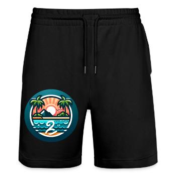 Palm Island coloré Offliner - Short de jogging bio TRAINER Stanley/Stella unisexe - noir - Devant - Nik (191cm) & Marisol (170cm)