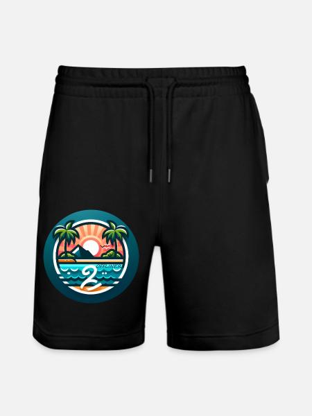 Bunte Palmeninsel Offliner - Stanley/Stella Unisex Bio Joggingshorts Trainer - Schwarz