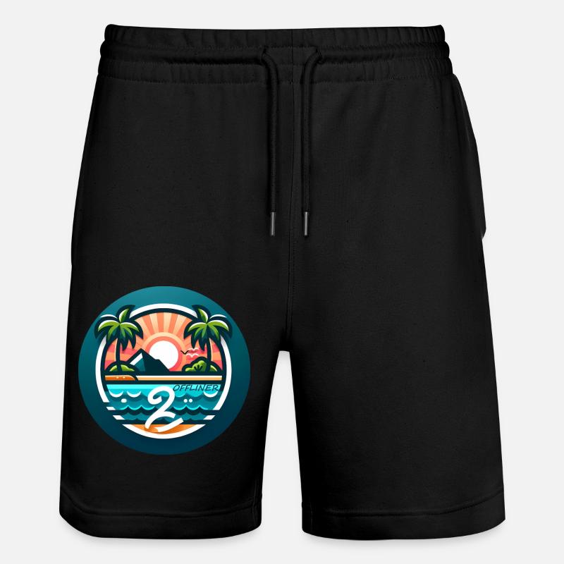Bunte Palmeninsel Offliner - Stanley/Stella Unisex Bio Joggingshorts Trainer - Schwarz