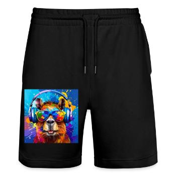 Capybara, capybara, graffiti, peinture, coloré - Short de jogging bio TRAINER Stanley/Stella unisexe - noir - Devant - Nik (191cm) & Marisol (170cm)