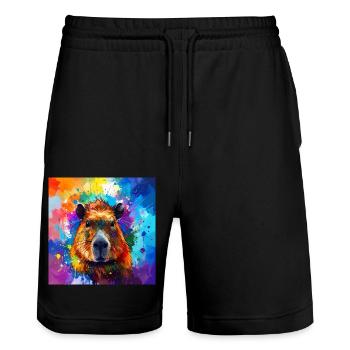Capybara, capybara, graffiti, peinture, coloré - Short de jogging bio TRAINER Stanley/Stella unisexe - noir - Devant - Nik (191cm) & Marisol (170cm)