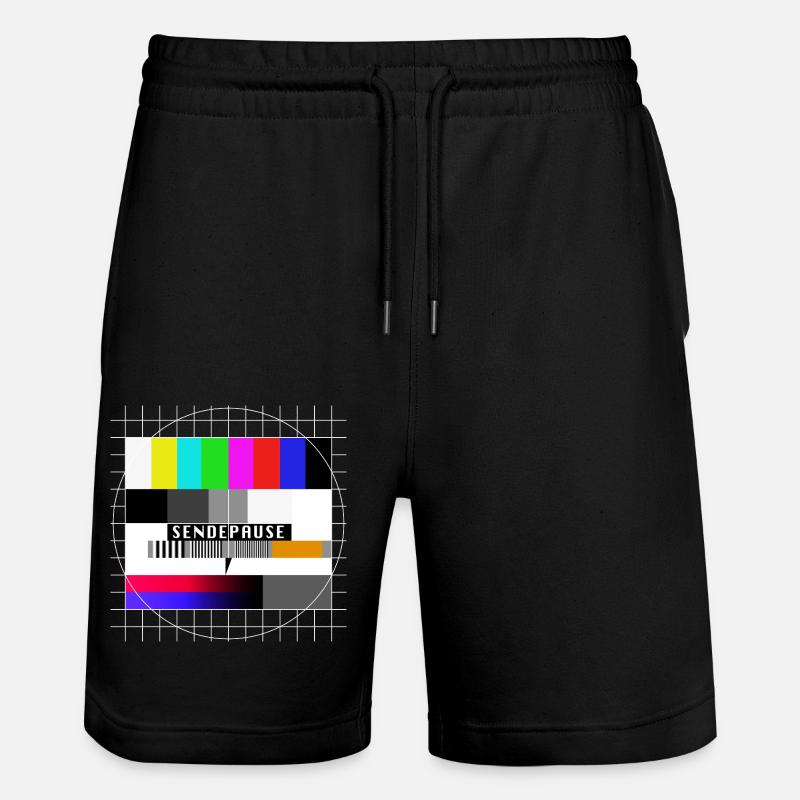 Röhrenfernseher Testbild - Sendepause - 80er - Stanley/Stella Unisex Bio Joggingshorts Trainer - Schwarz