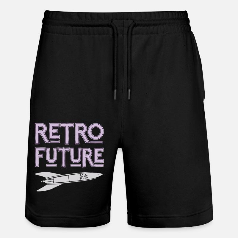 Retro Future Rocket Nostalgia - Stanley/Stella Trainer Unisex Organic Jogging Shorts - black