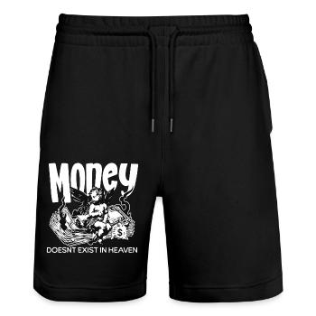 Money doesnt exist in heaven - Stanley/Stella Unisex Bio Joggingshorts Trainer  - Schwarz - Vorne - Nik (191cm) & Marisol (170cm)