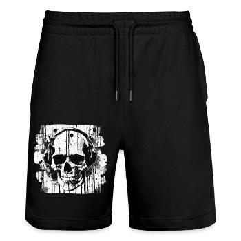 crâne éclaboussure trash polka tattoo - Short de jogging bio TRAINER Stanley/Stella unisexe - noir - Devant - Nik (191cm) & Marisol (170cm)