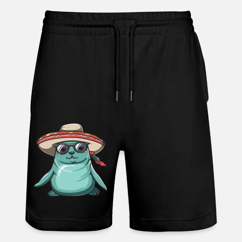 phoque animal drôle sombrero - Short de jogging bio TRAINER Stanley/Stella unisexe - noir
