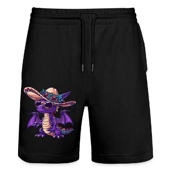 Drache Lustig Sombrero - Stanley/Stella Unisex Bio Joggingshorts Trainer  - Schwarz - Vorne - Nik (191cm) & Marisol (170cm)