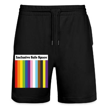 Inklusiver Safe Space LGBTQ Pride - Stanley/Stella Unisex Bio Joggingshorts Trainer  - Schwarz - Vorne - Nik (191cm) & Marisol (170cm)