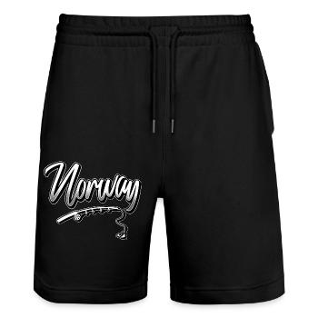 Norwegen Anglen - Stanley/Stella Unisex Bio Joggingshorts Trainer  - Schwarz - Vorne - Nik (191cm) & Marisol (170cm)
