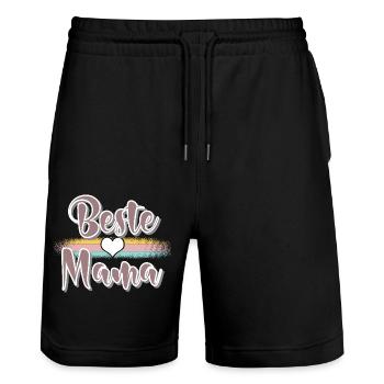 Mama - Stanley/Stella Unisex Bio Joggingshorts Trainer  - Schwarz - Vorne - Nik (191cm) & Marisol (170cm)