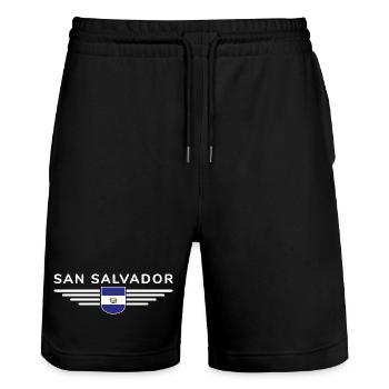 Conception du t-shirt San Salvador - Short de jogging bio TRAINER Stanley/Stella unisexe - noir - Devant - Nik (191cm) & Marisol (170cm)