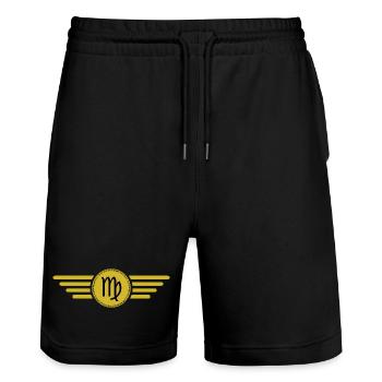 Sternzeichen Jungfrau, exklusives T-Shirt Design - Stanley/Stella Unisex Bio Joggingshorts Trainer  - Schwarz - Vorne - Nik (191cm) & Marisol (170cm)