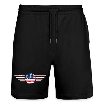 Ich liebe USA, Eleganz Stil Design T-Shirt - Stanley/Stella Unisex Bio Joggingshorts Trainer  - Schwarz - Vorne - Nik (191cm) & Marisol (170cm)