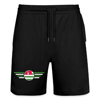 J’aime l’Abkhazie, T-shirt design de style élégance - Short de jogging bio TRAINER Stanley/Stella unisexe - noir - Devant - Nik (191cm) & Marisol (170cm)
