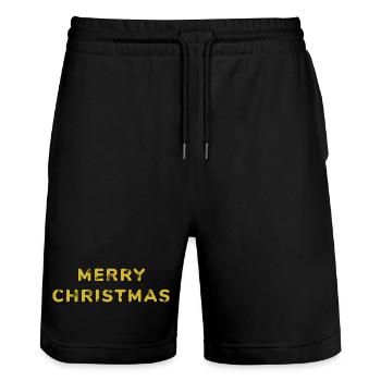 Joyeux Noël : Style festif Or - Short de jogging bio TRAINER Stanley/Stella unisexe - noir - Devant - Nik (191cm) & Marisol (170cm)