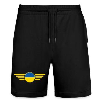 J’aime l’Ukraine, T-shirt design de style élégance - Short de jogging bio TRAINER Stanley/Stella unisexe - noir - Devant - Nik (191cm) & Marisol (170cm)