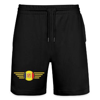Ich liebe Andorra, Eleganz Stil Design T-Shirt - Stanley/Stella Unisex Bio Joggingshorts Trainer  - Schwarz - Vorne - Nik (191cm) & Marisol (170cm)
