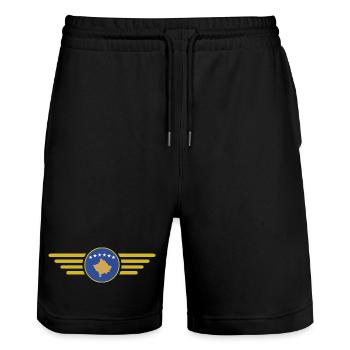 Ich liebe Kosovo, Eleganz Stil Design T-Shirt - Stanley/Stella Unisex Bio Joggingshorts Trainer  - Schwarz - Vorne - Nik (191cm) & Marisol (170cm)
